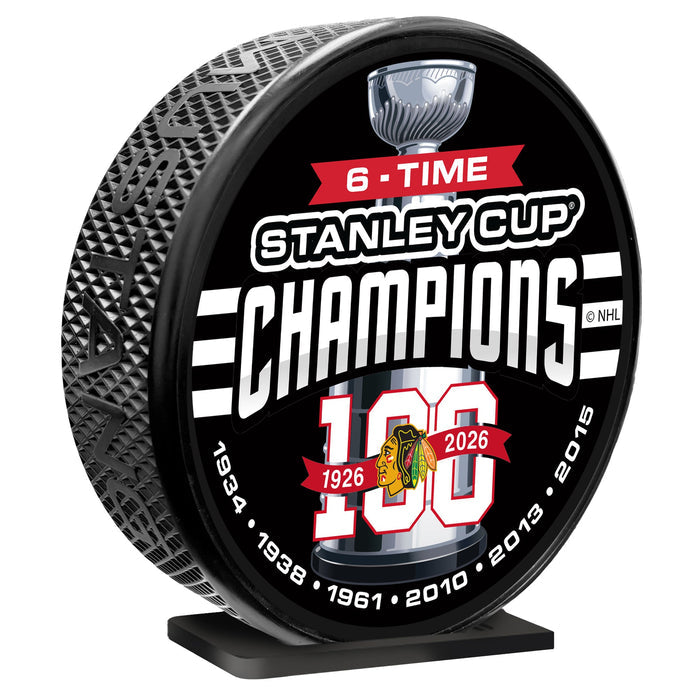 Chicago Blackhawks Centennial MEGA Puck 6X Champs