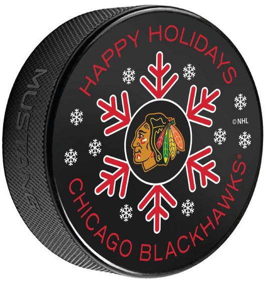 Chicago Blackhawks Mustang Holiday Puck