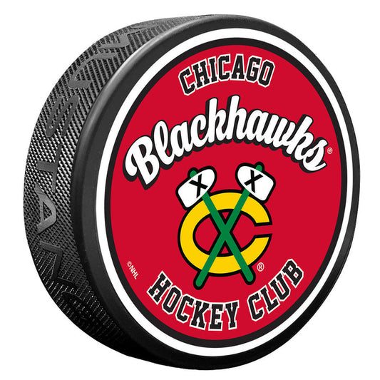Chicago Blackhawks Puck Retro Script