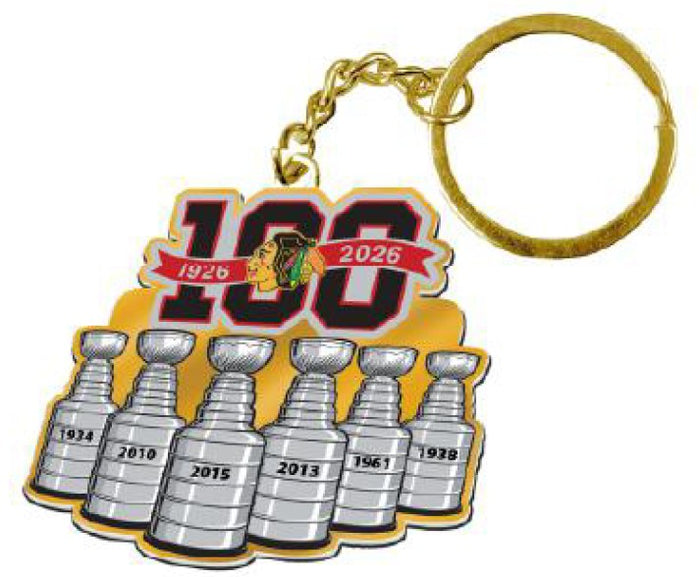 Chicago Blackhawks Stanley Cup Dynasty Centennial Keychain