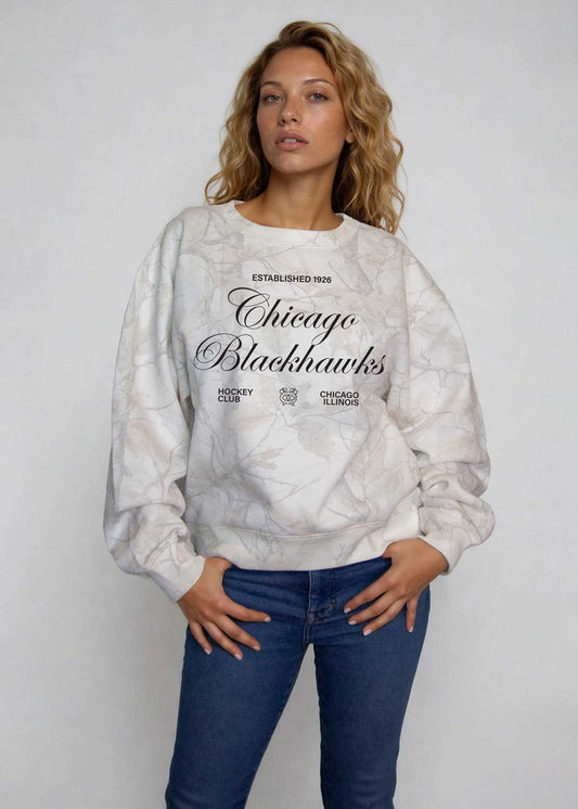 chicka-d Chicago Blackhawks Women's Old School Camo Crew
