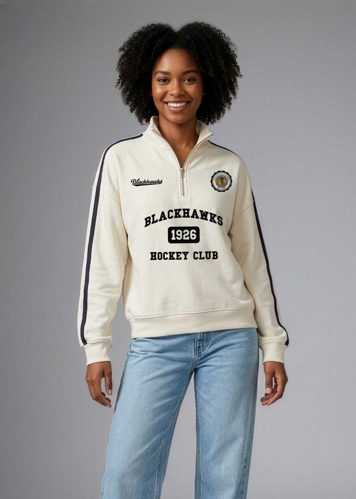 chicka-d Chicago Blackhawks Women's Varsity Quarter Zip