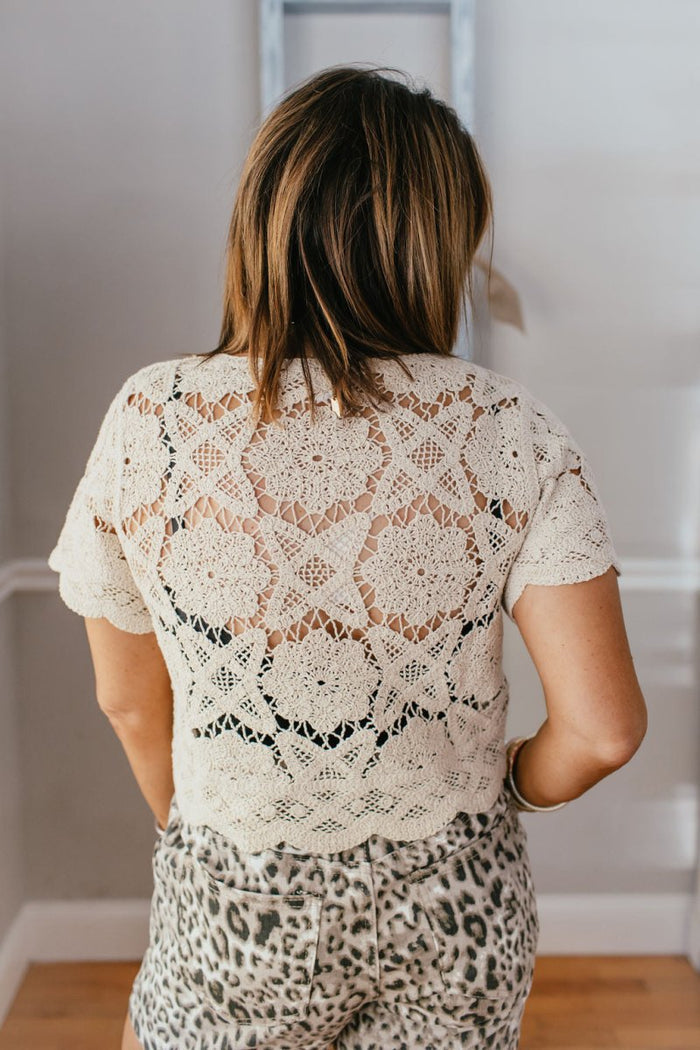 Coastal Crochet Top - Macoma Boutique100 Short Sleeve