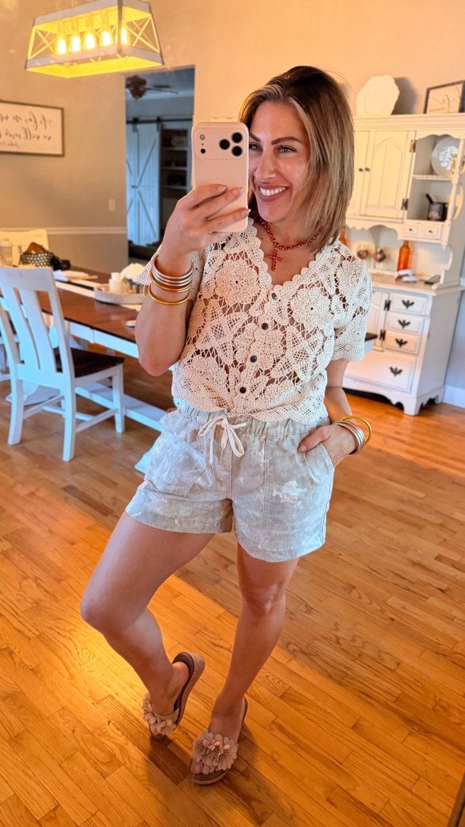 Coastal Crochet Top - Macoma Boutique100 Short Sleeve
