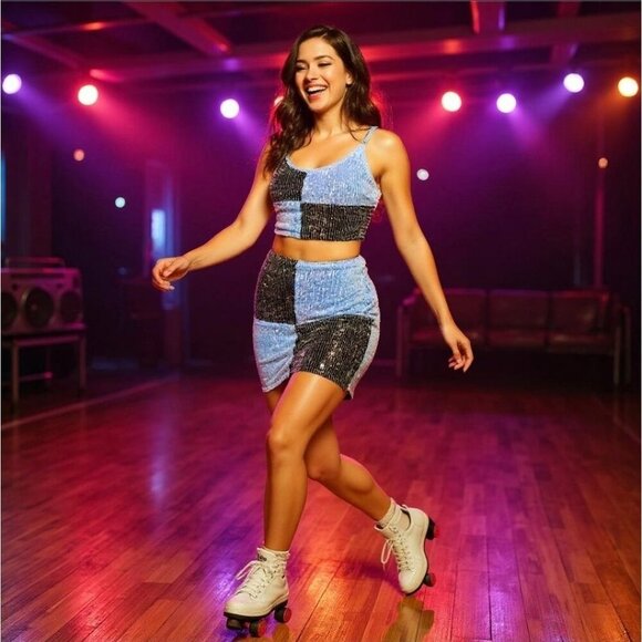 Cool As Ice Blue Colorblock Mini Skirt