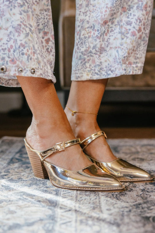 Corky's Gold Mirror Metallic Sober Up Heels - Macoma Boutique302 Wedges & Heels