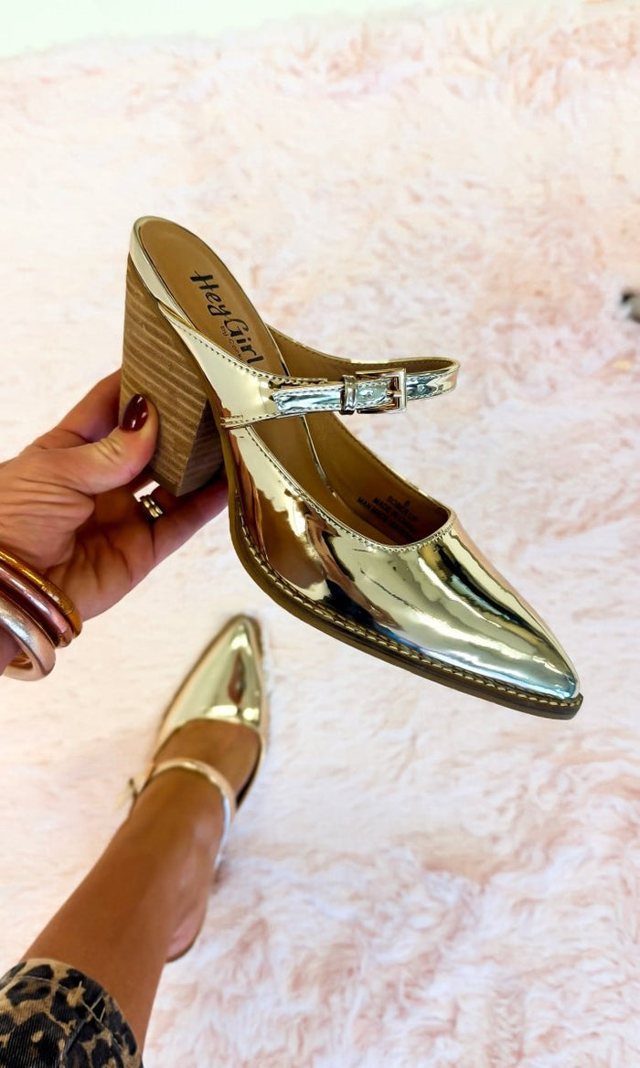 Corky's Gold Mirror Metallic Sober Up Heels - Macoma Boutique302 Wedges & Heels