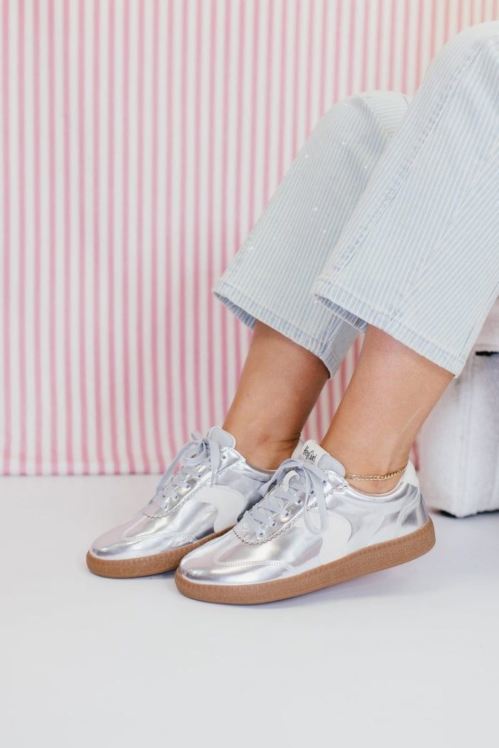 Corky's Silver Mirror Metallic Spoiler Alert Sneakers - Macoma Boutique301 Sneakers