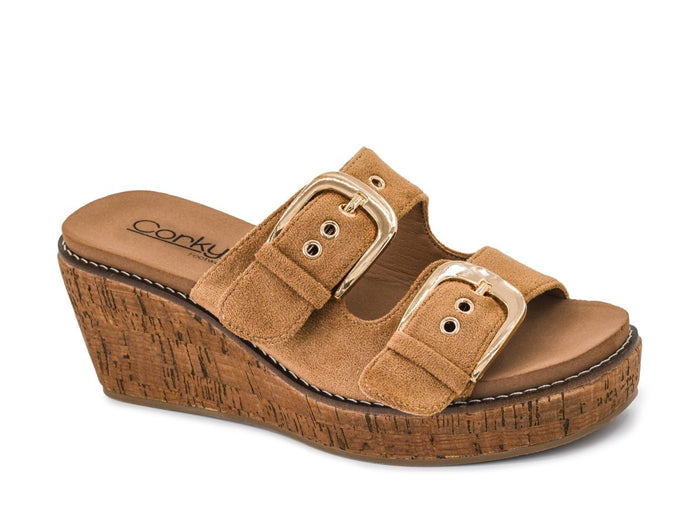 Corky's Tobacco Faux Suede Double Dare Wedges - Macoma Boutique302 Wedges & Heels