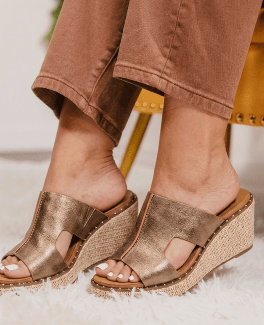 Corky's Washed Bronze Metallic Kiss N Tell Wedges - Macoma Boutique302 Wedges & Heels