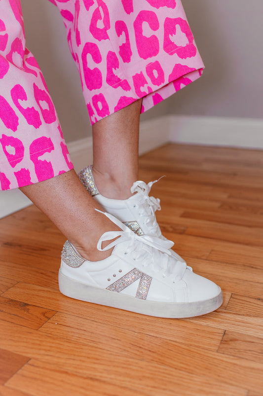 Corky's White With Rhinestones No Chaser Sneakers