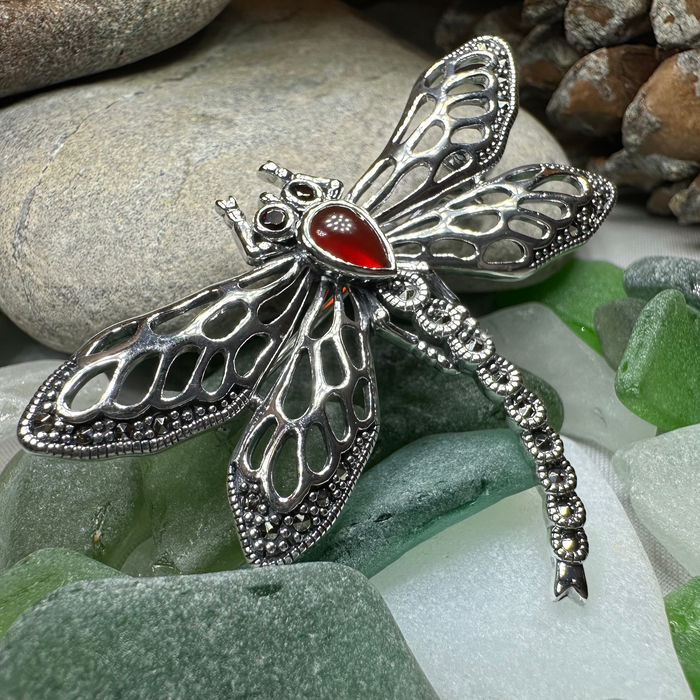 Damsel Dragonfly Marcasite Brooch