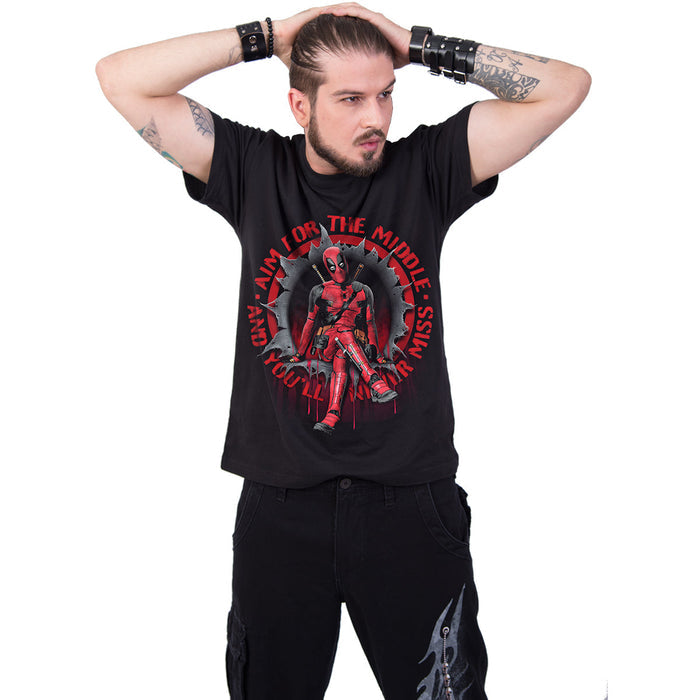 DEADPOOL - AIM FOR THE MIDDLE - Front Print T-Shirt Black -  - T-Shirts