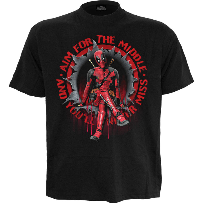 DEADPOOL - AIM FOR THE MIDDLE - Front Print T-Shirt Black -  - T-Shirts