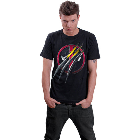 DEADPOOL - SLASHED - Front Print T-Shirt Black -  - T-Shirts