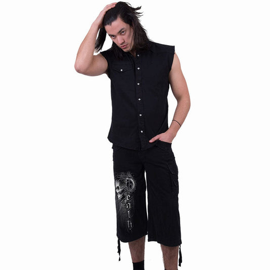 DEATH FOREVER - Vintage Cargo Shorts 3/4 Long Black -  - Cargo Shorts
