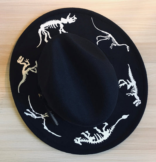 Vegan Felt Hat - Dino Skeletons -  -