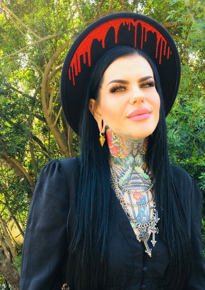 Vegan Felt Hat - Dripping Blood -  -