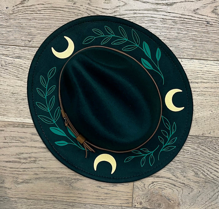 Emerald Fern Moon Vegan Felt Hat
