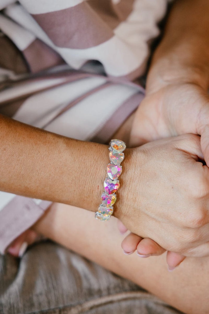 First Date Stretch Bracelet in Rhodium Plated With AB Crystal - Macoma Boutique310 Accessories/Jewelry