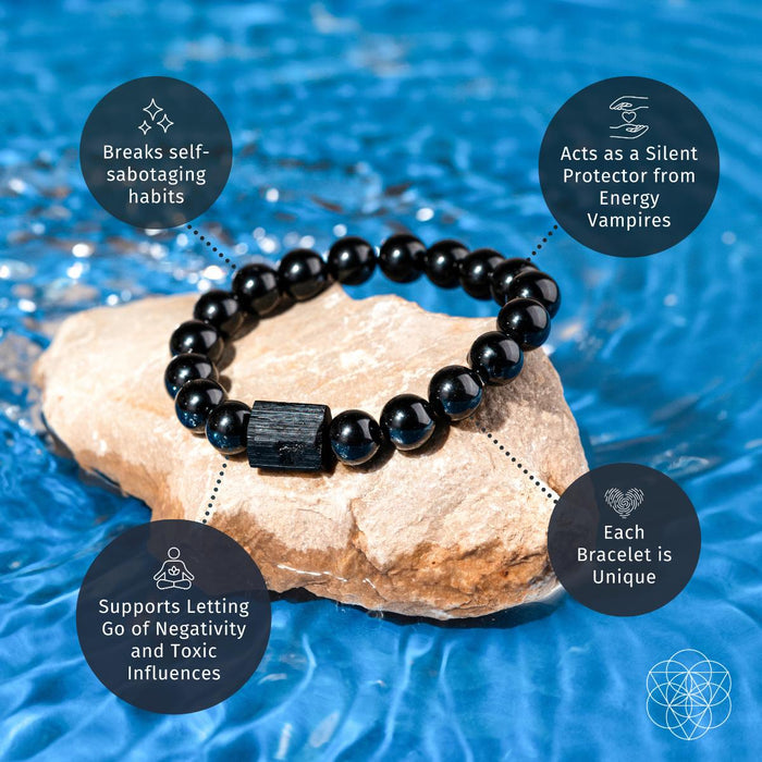 Habit Breaker - Black Obsidian & Tourmaline Bracelet -  - Bracelet