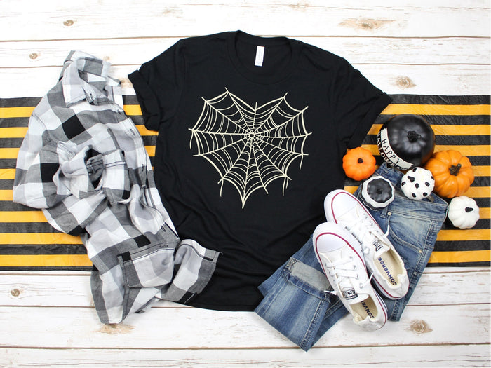 Heart Spider Web Unisex Gothic Romance Tee
