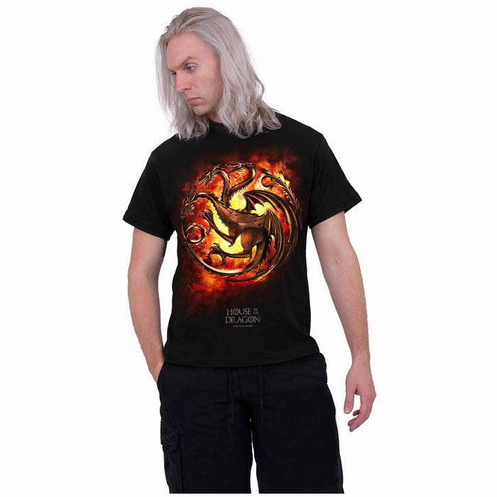 HOD - DRAGON FLAMES - Front Print T-Shirt Black -  - T-Shirts