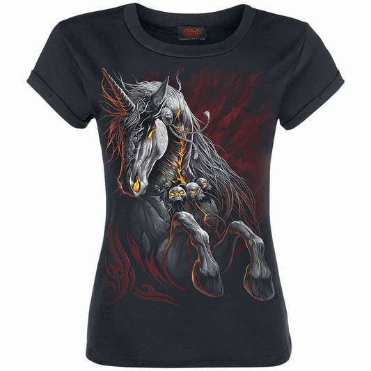 INFERNAL UNICORN - Girls Boatneck Cap Sleeve T-Shirt -  - T-Shirts