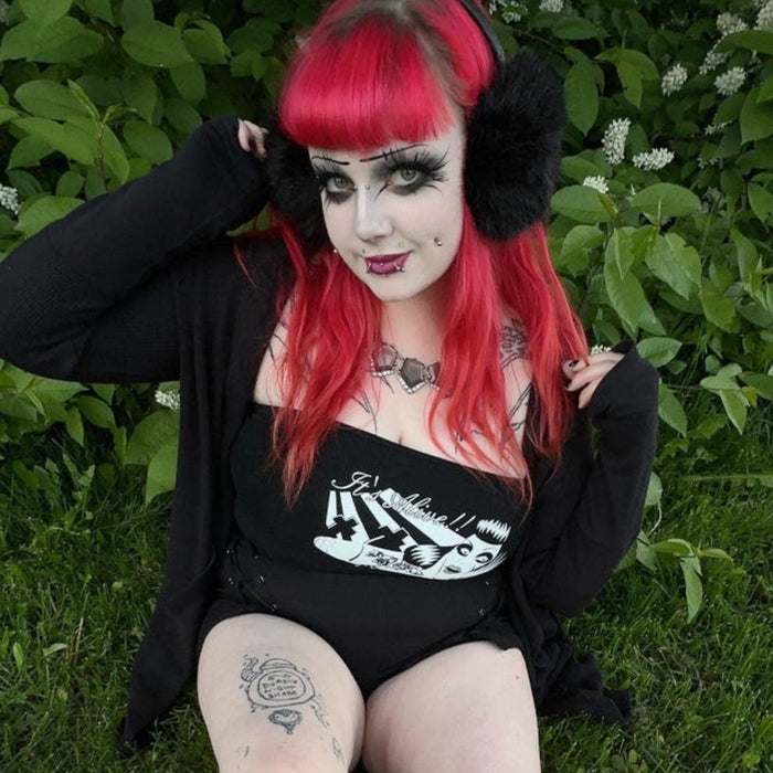 Its Alive Zombie Corset Lace-Up Strapless Top S -  - Corset