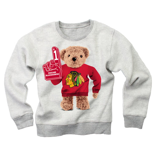 Kids Wes & Willy Chicago Blackhawks Reverse Teddy Bear Crewneck