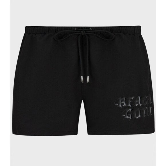Killstar Dive Into Hell Beach Goth Swim Shorts with Foil Detail