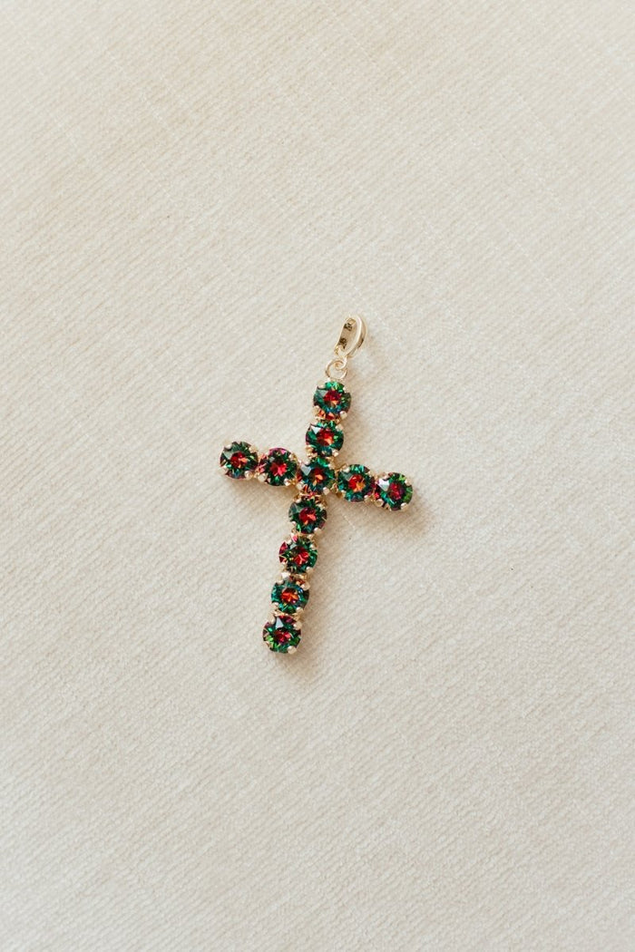 Large Cross Charm in Midnight Garden - Macoma Boutique315 Jewelry