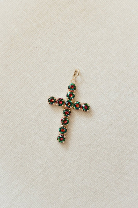 Large Cross Charm in Midnight Garden - Macoma Boutique315 Jewelry