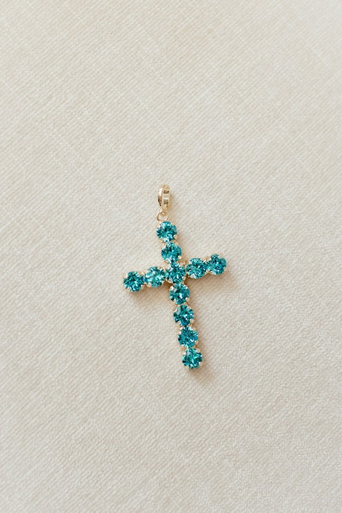 Large Cross Charm in Teal - Macoma Boutique315 Jewelry