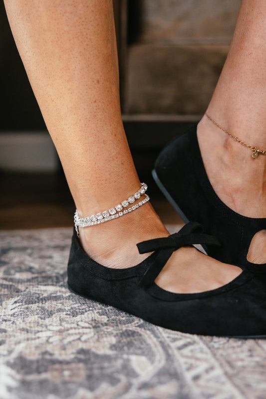 Lovely Day Anklet In Silver With Crystals - Macoma Boutique315 Jewelry