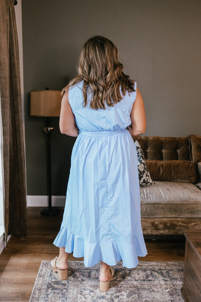 Lovely Linen Dress In Chambray