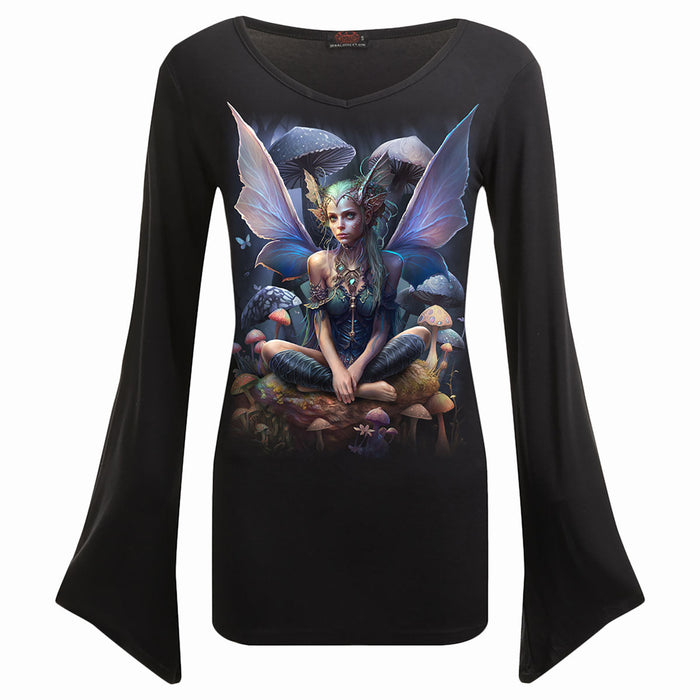MAGICAL - V Neck Goth Sleeve Top Black -  - Tops - Long Sleeve