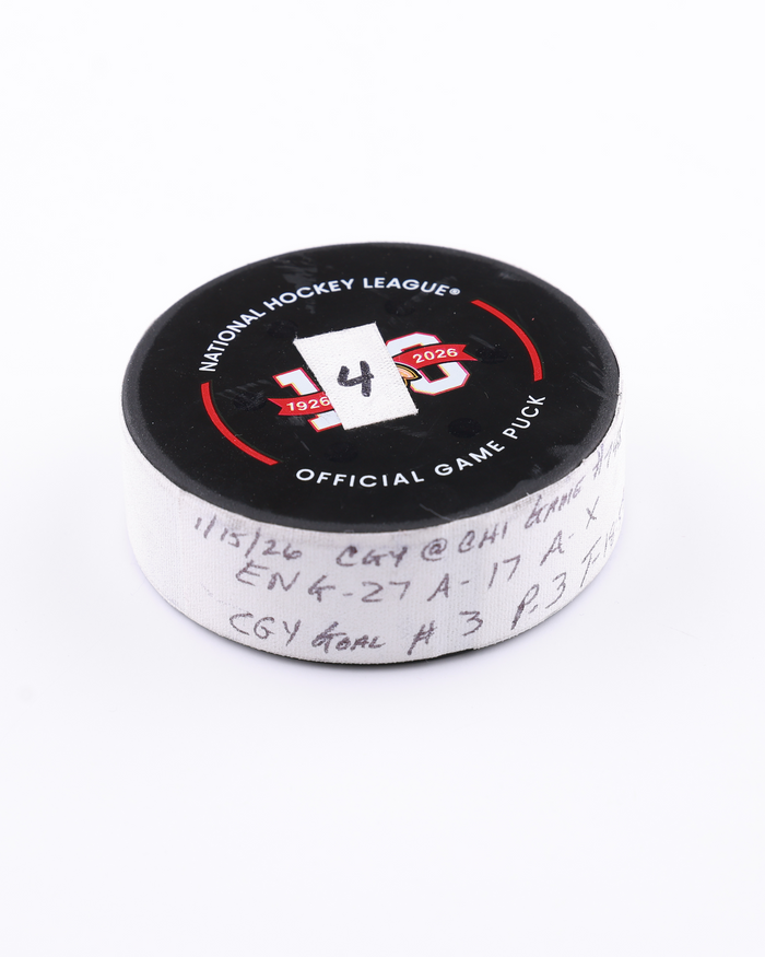 Matthew Coronato (CGY) Game-Used Goal Puck 23994