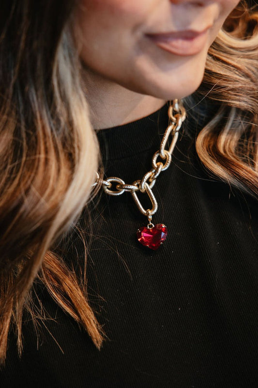 Medium Heart Charm in Red Sparkle - Macoma Boutique315 Jewelry