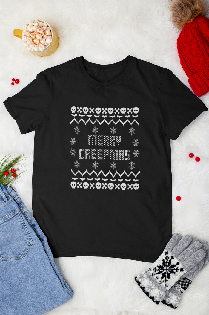 Christmas Merry Creepmas Ugly Sweater Tee - Unisex Shirt -  - Shirts