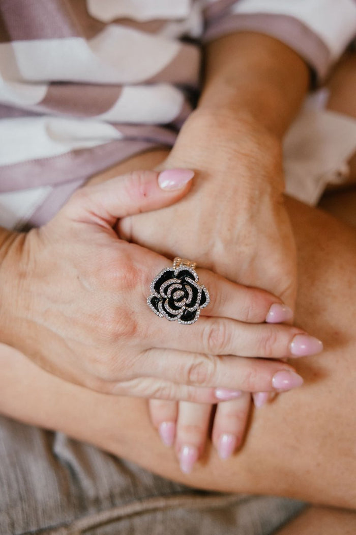 Midnight Bloom Stretch Ring - Macoma Boutique310 Accessories/Jewelry