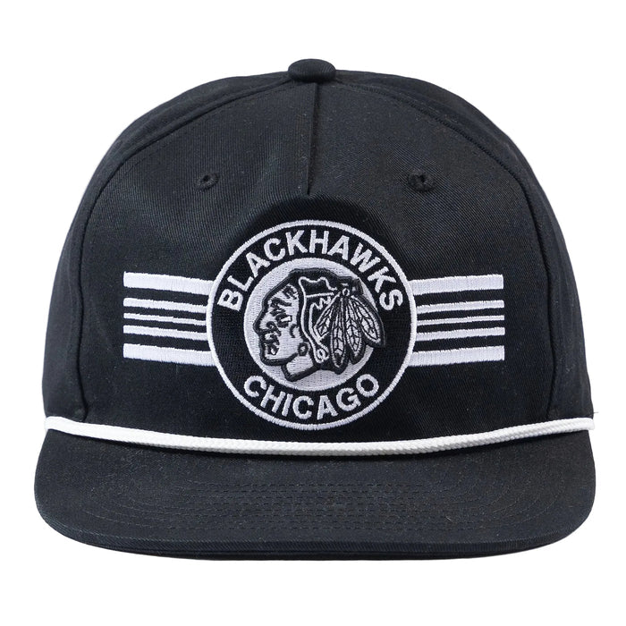 Mitchell & Ness Chicago Blackhawks Black & White Stripe Rope Snapback