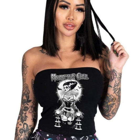 Monster Girl Strapless Lace-Up Corset Tee Top M -  - Corset