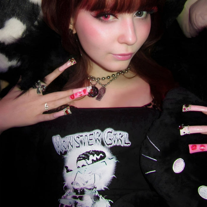Monster Girl Strapless Lace-Up Corset Tee Top M -  - Corset