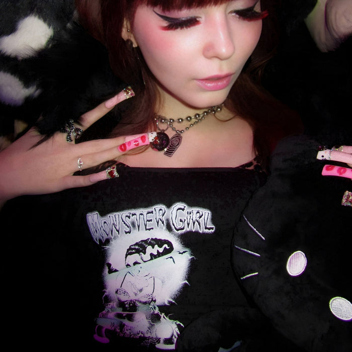 Monster Girl Strapless Lace-Up Corset Tee Top M -  - Corset