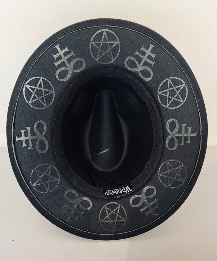Occult Black-on-Black Vegan Felt Wide Brim Hat