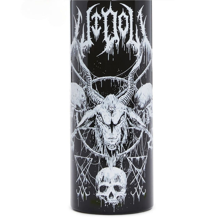 Occult Gothic Metal Water Bottle With Satanic Skull & Goat Design Twist-Off Cap -  - Water Bottle