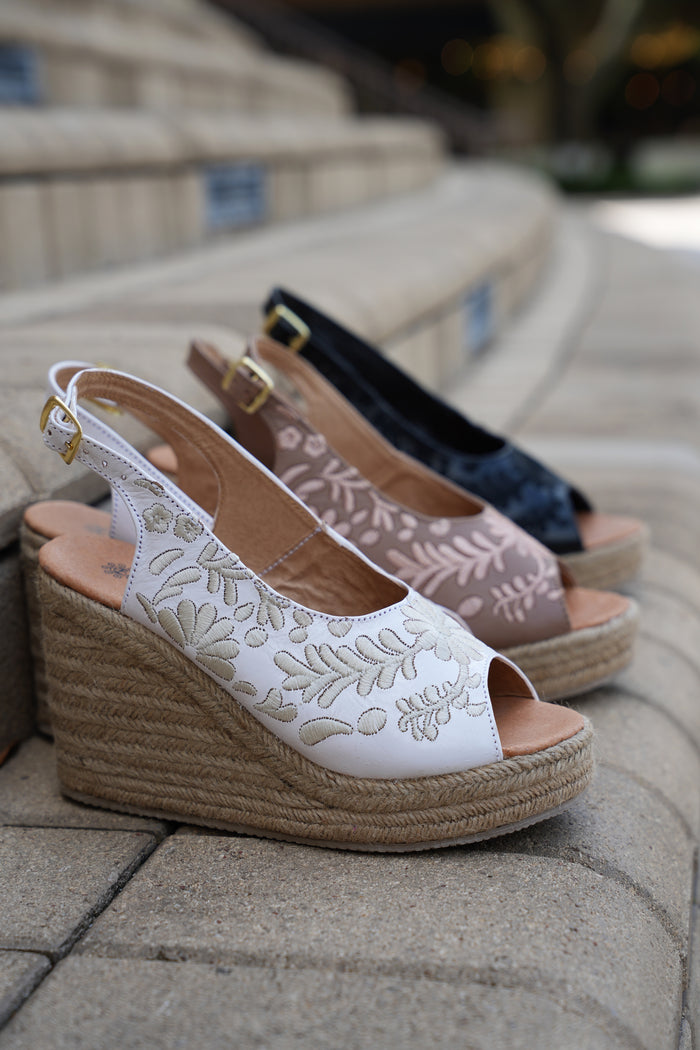 Odette Leather Espadrille Wedges