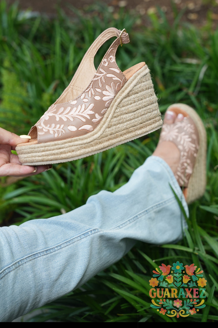 Odette Leather Espadrille Wedges