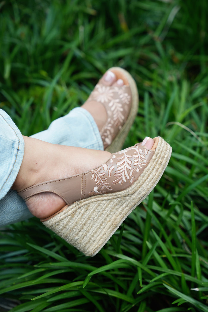 Odette Leather Espadrille Wedges